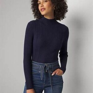 Navy Ribbed Mockneck Sweater